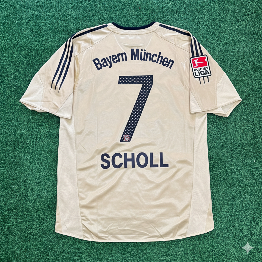 Mehmet Scholl Bayern München 2004/05 Retro Goldenes Fußballtrikot-Set