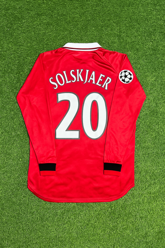 Ole Gunnar Solskjaer Manchester United 1999 Champions League Final Retro Football Jersey Kit