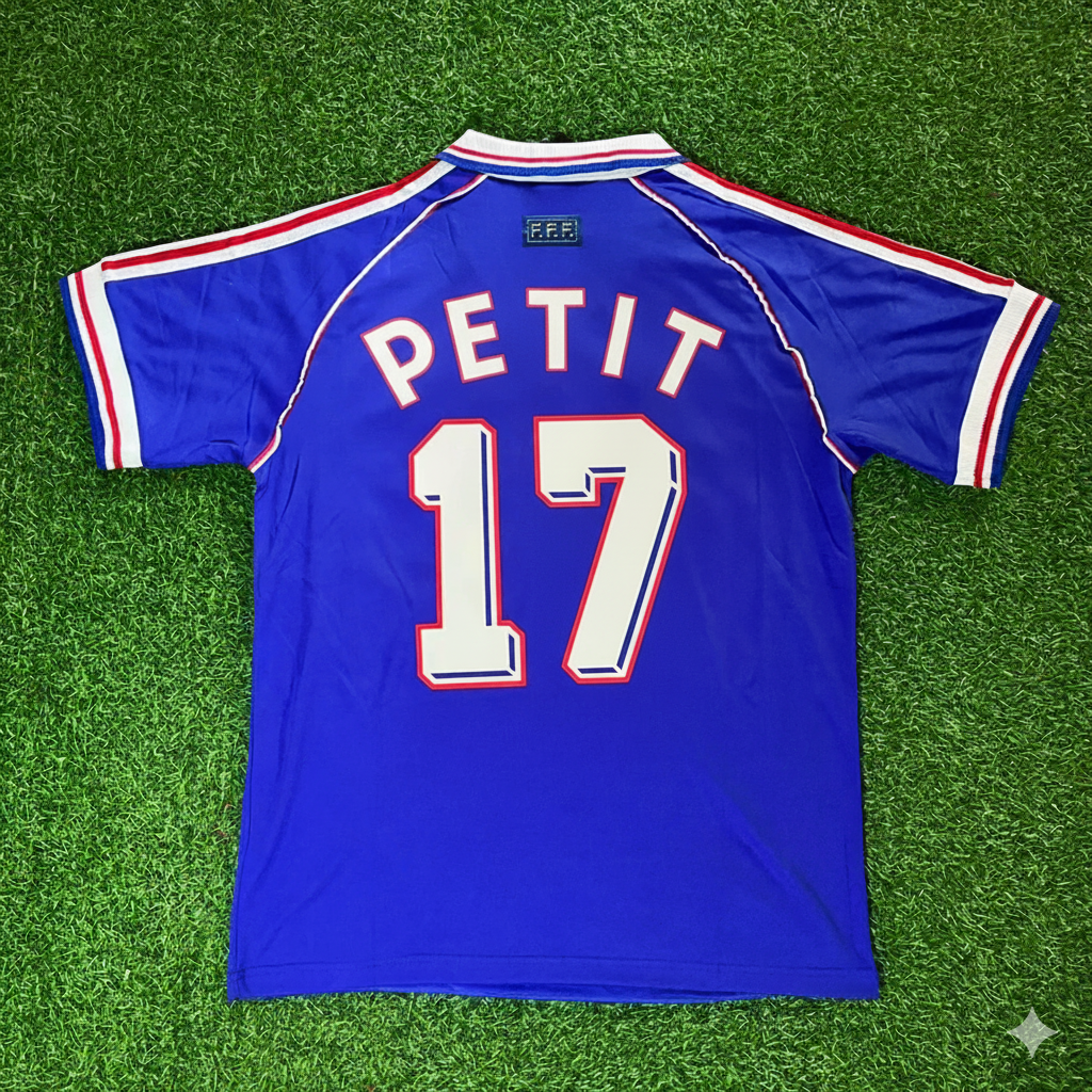 Emmanuel Petit France 1998 World Cup Retro Football Jersey Maillot Trikot Soccer Shirt