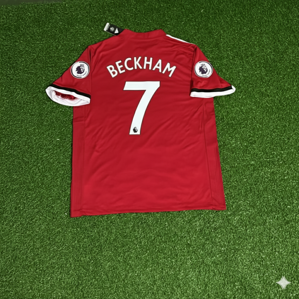David Beckham Manchester United Red Retro Football Jersey Kit