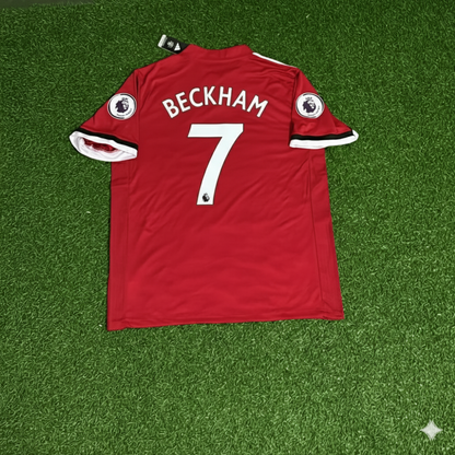 David Beckham Manchester United Red Retro Football Jersey Kit
