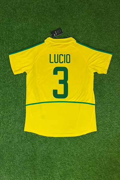 Lucio Brazil 2002 World Cup Yellow Retro Football Jersey