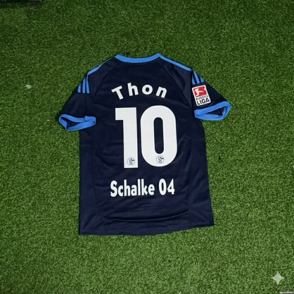 Olaf Thon Schalke 04 Retro Away Heimtrikot Rot Fußball Trikot
