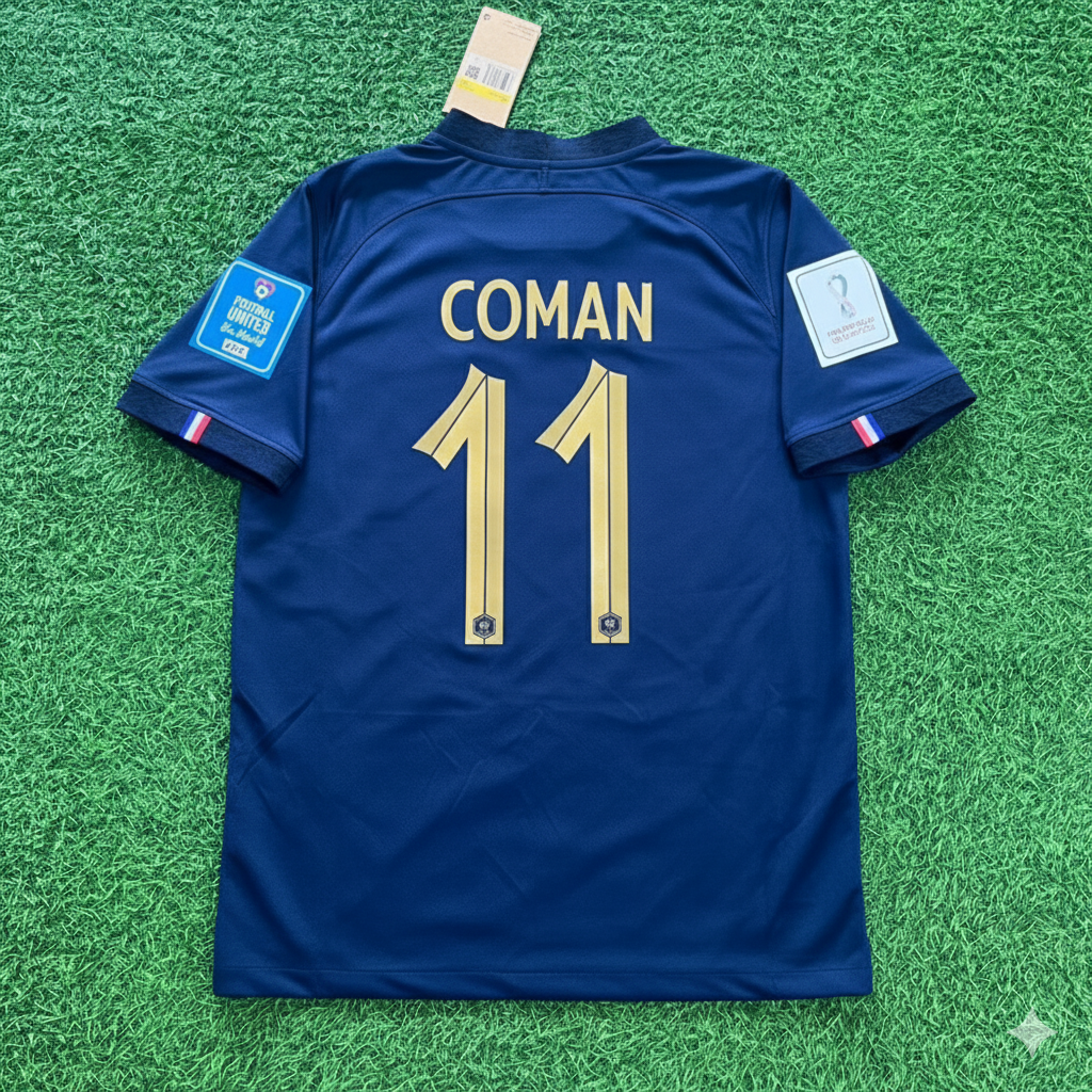 Kingsley Coman France 2022 World Cup Final Retro Jersey Maillot Trikot Soccer Shirt