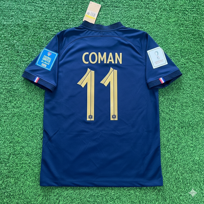 Kingsley Coman France 2022 World Cup Final Retro Jersey Maillot Trikot Soccer Shirt