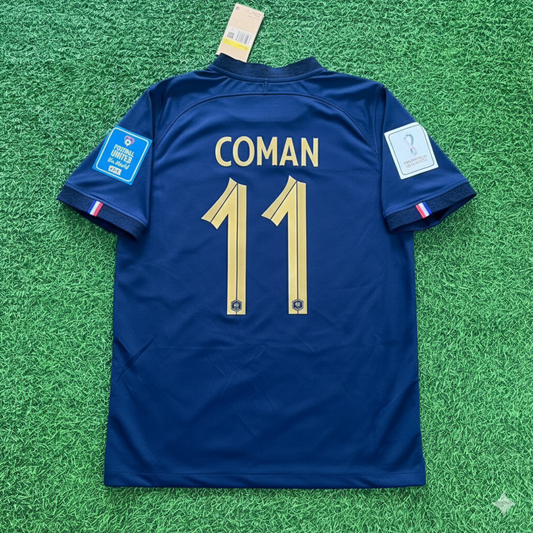 Kingsley Coman France 2022 World Cup Final Retro Jersey Maillot Trikot Soccer Shirt