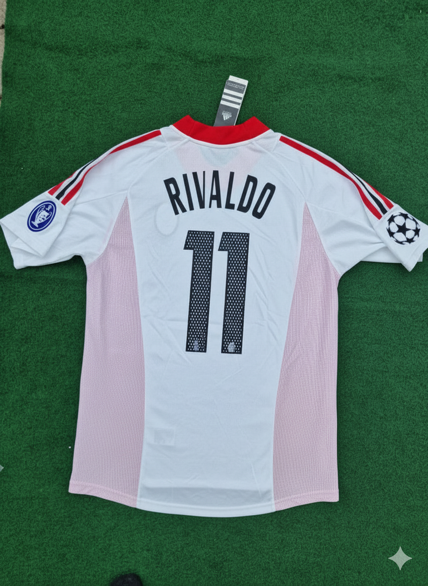 Rivaldo AC Milan 2003 Champions League Final Old Trafford White Retro Jersey Maglia Maillot
