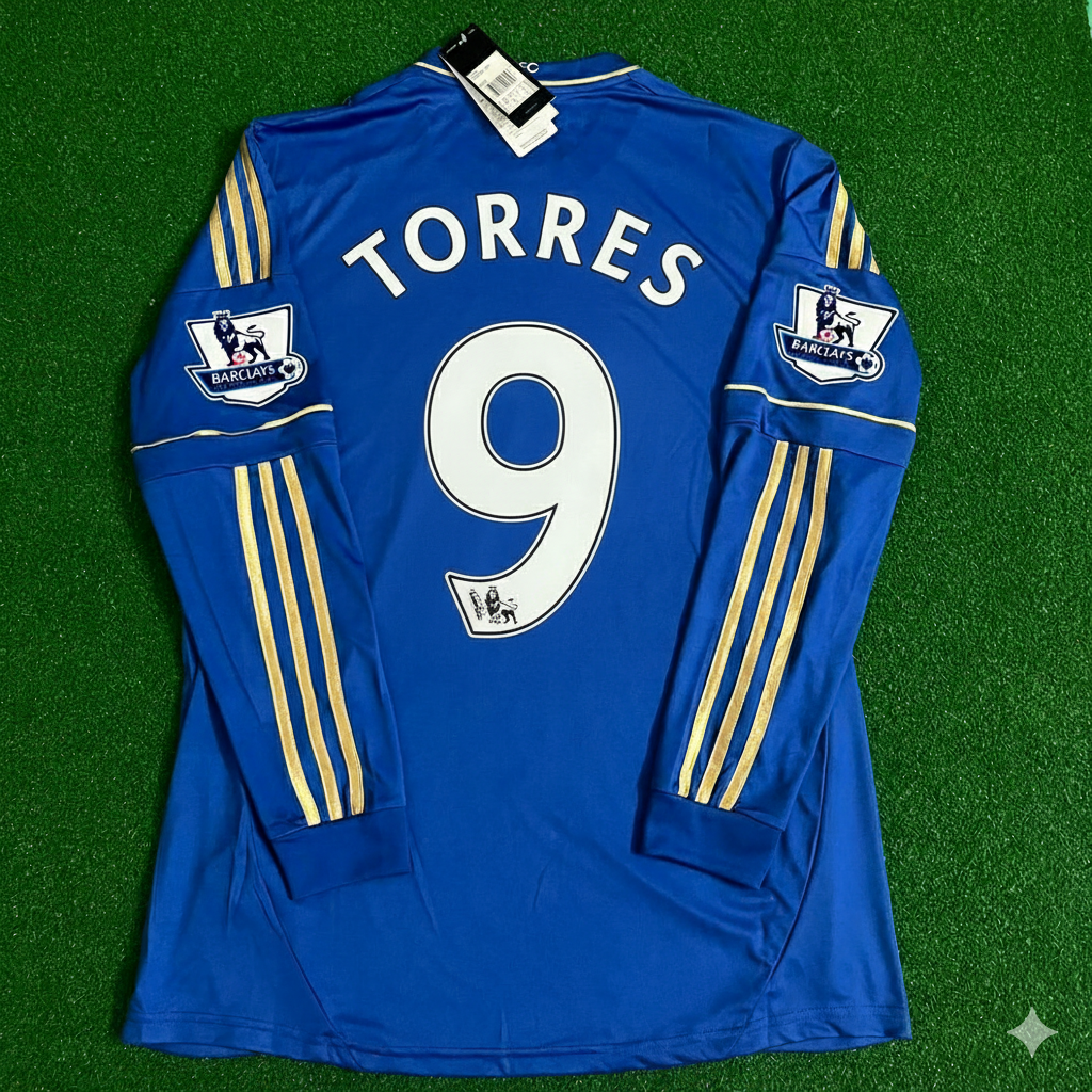 Fernando Torres Chelsea 2012-13 Premier League Patch Blue Retro Football Jersey