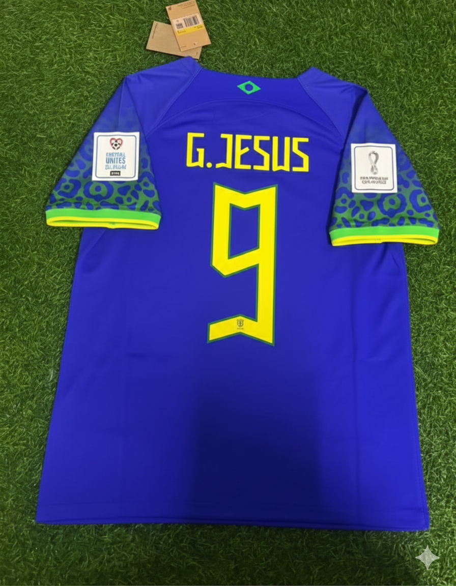 Gabriel Jesus Brazil 2022 World Cup Retro Football Jersey