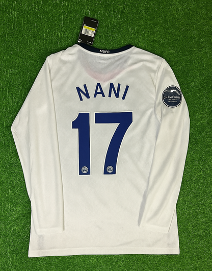 Luis Nani 17 Manchester United 2009 Champions Leage Final Rome Retro Long Sleeve Jersey Trikot