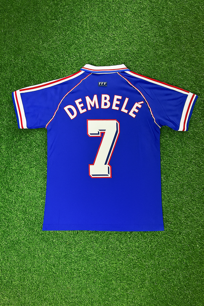 Ousmane Dembele France 1998 World Cup Retro Football Jersey Maillot Trikot Soccer Shirt