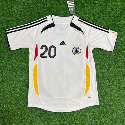 Lukas Podolski Germany Deutschland 2006 World Cup White Retro Soccer Jersey Trikot Maillot Soccer Shirt