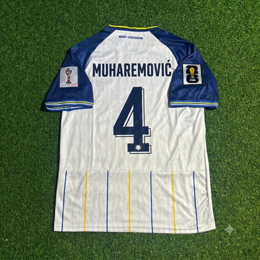 Tarik Muharemovic Bosnia and Herzegovina 2026 World Cup White Football Jersey