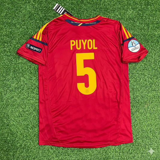 Carles Puyol Spain EURO 2012 Final Retro Football Jersey Kit