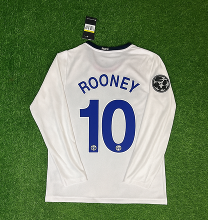 Wayne Rooney 10 Manchester United 2009 Champions Leage Final Rome Retro Long Sleeve Jersey Trikot