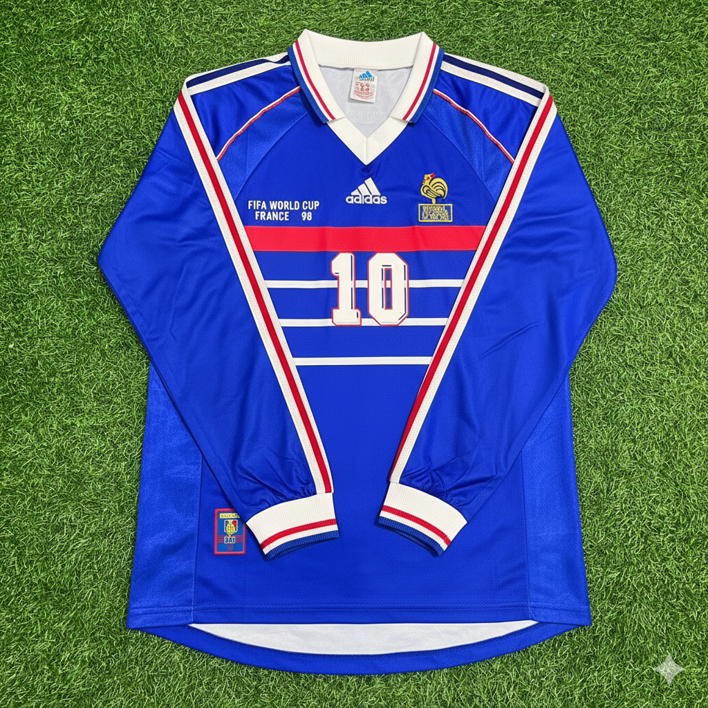 Kylian Mbappe France 1998 World Cup Retro Long Sleeve Football Jersey Maillot Trikot Soccer Shirt