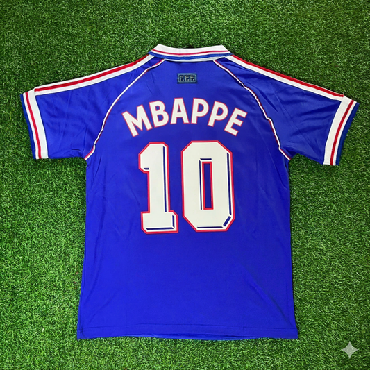 Kylian Mbappe France 1998 World Cup Retro Football Jersey Maillot Trikot Soccer Shirt