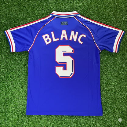 Laurent Blanc France 1998 World Cup Retro Football Jersey Maillot Trikot Soccer Shirt
