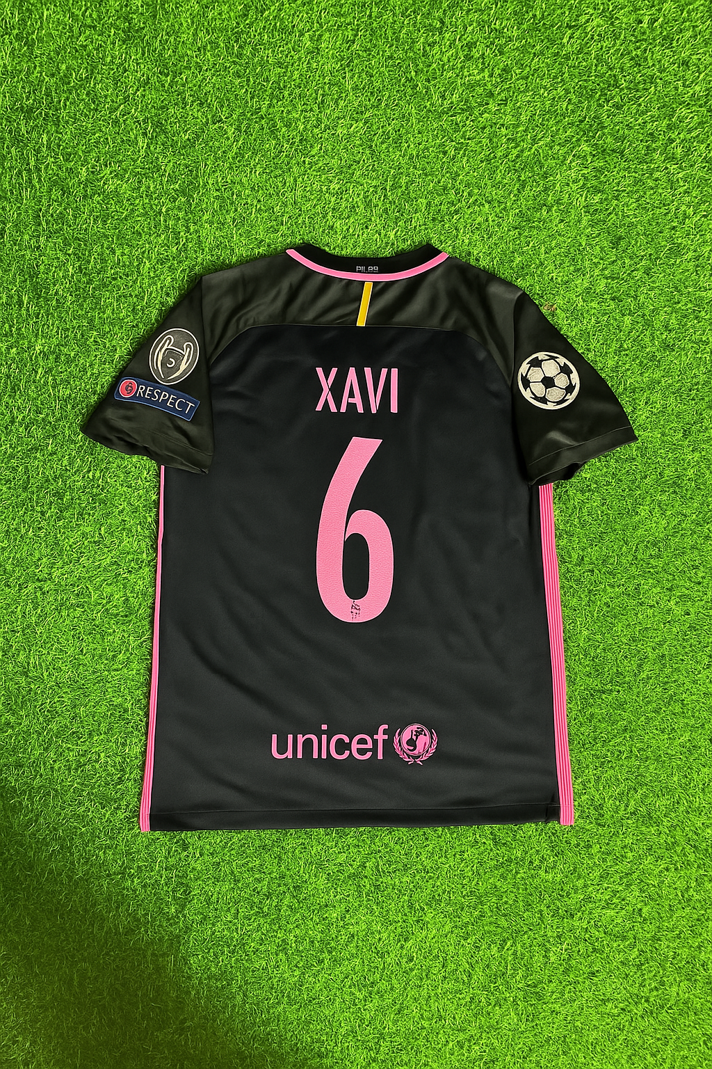 Xavi Barcelona 2014/15 Retro Black Pink Jersey Maillot Trikot Maglia