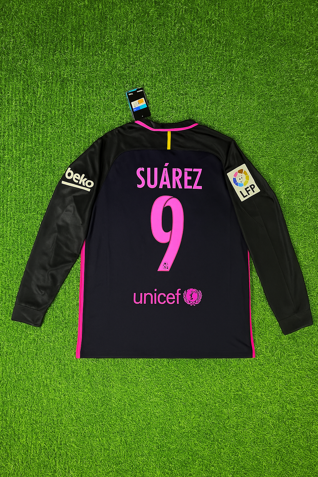 Luis Suarez Barcelona 14/15 Retro Pink Printing Long Sleeve Jersey Maillot Trikot Maglia