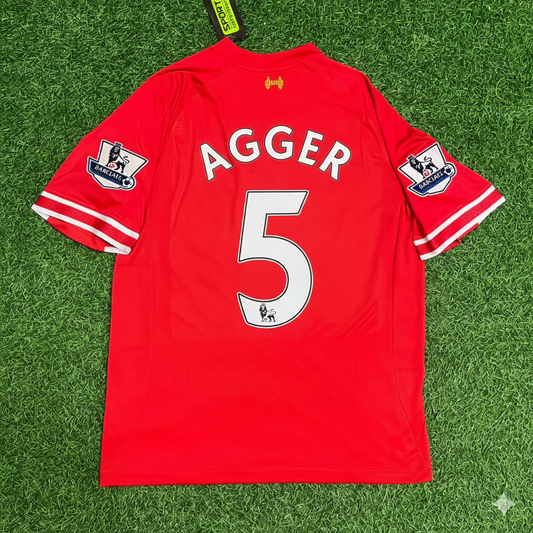 Daniel Agger Liverpool 2013 2014 Season Red Retro Jersey Maillot Trikot Soccer Shirt