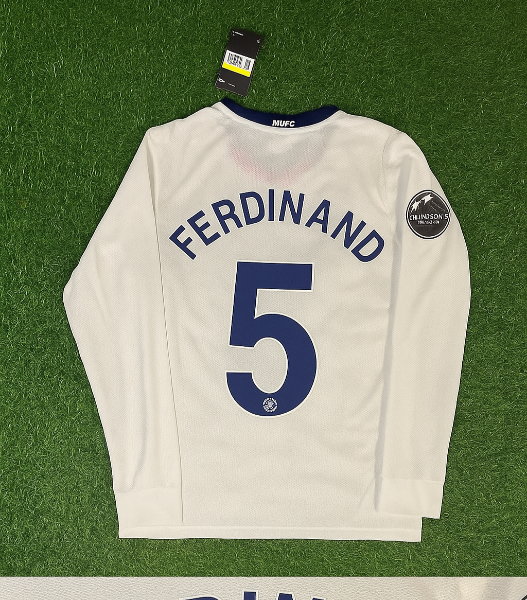 Rio Ferdinand 5 Manchester United 2009 Champions Leage Final Rome Retro Long Sleeve Jersey Trikot