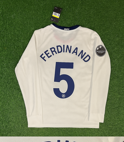 Rio Ferdinand 5 Manchester United 2009 Champions Leage Final Rome Retro Long Sleeve Jersey Trikot