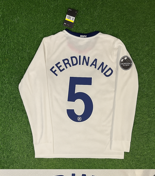 Rio Ferdinand 5 Manchester United 2009 Champions Leage Final Rome Retro Long Sleeve Jersey Trikot