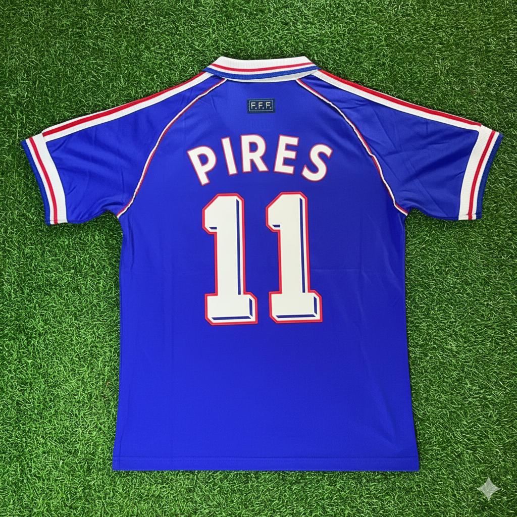 Robert Pires France 1998 World Cup Retro Football Jersey Maillot Trikot Soccer Shirt
