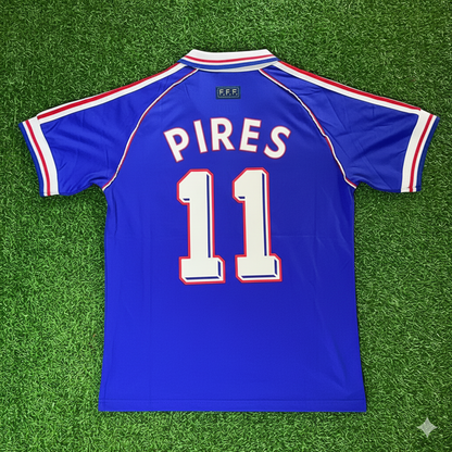 Robert Pires France 1998 World Cup Retro Football Jersey Maillot Trikot Soccer Shirt