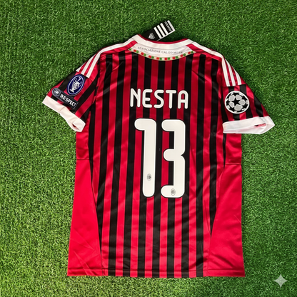 Alessandro Nesta 13 - AC Milan Home 2011/12 Retro Kit Jersey Maillot Trikot Soccer Shirt
