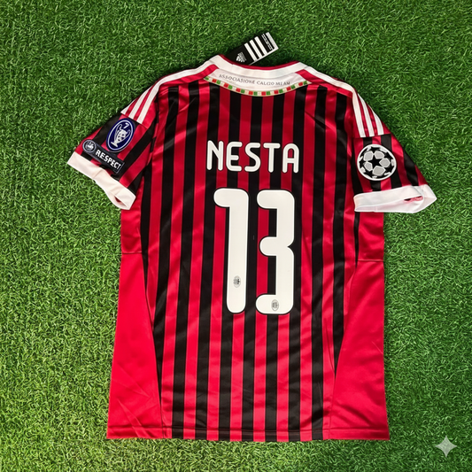 Alessandro Nesta 13 - AC Milan Home 2011/12 Retro Kit Jersey Maillot Trikot Soccer Shirt