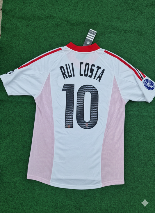 Rui Costa AC Milan 2003 Champions League Final Old Trafford White Retro Jersey Maglia Maillot