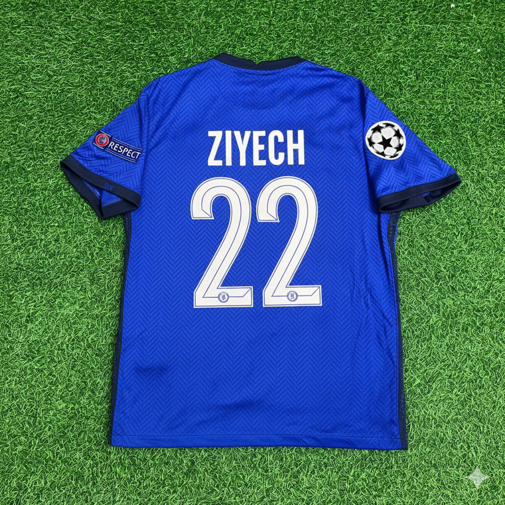 Hakim Ziyech Chelsea 2021 Champions League Final Porto Blue Retro Kit Jersey Trikot Maglia Soccer Shirt