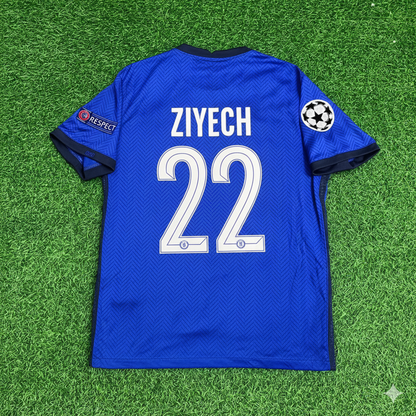 Hakim Ziyech Chelsea 2021 Champions League Final Porto Blue Retro Kit Jersey Trikot Maglia Soccer Shirt