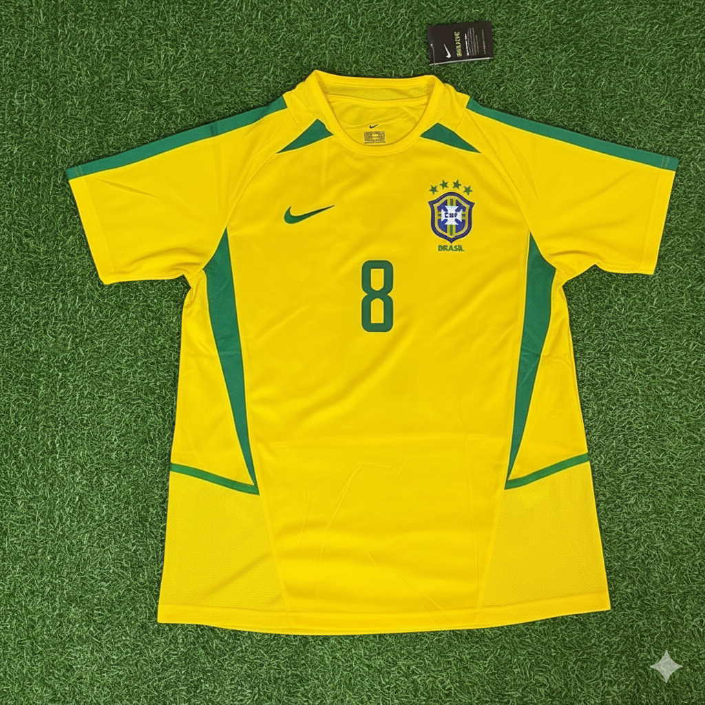 Gilberto Silva Brazil 2002 World Cup Yellow Retro Football Jersey