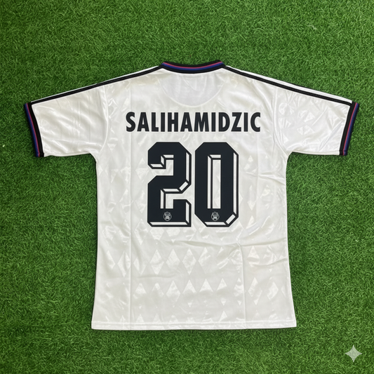 Hasan Salihamidžić Bayern Munich 1997-1998 Away White Retro Football Jersey Kit