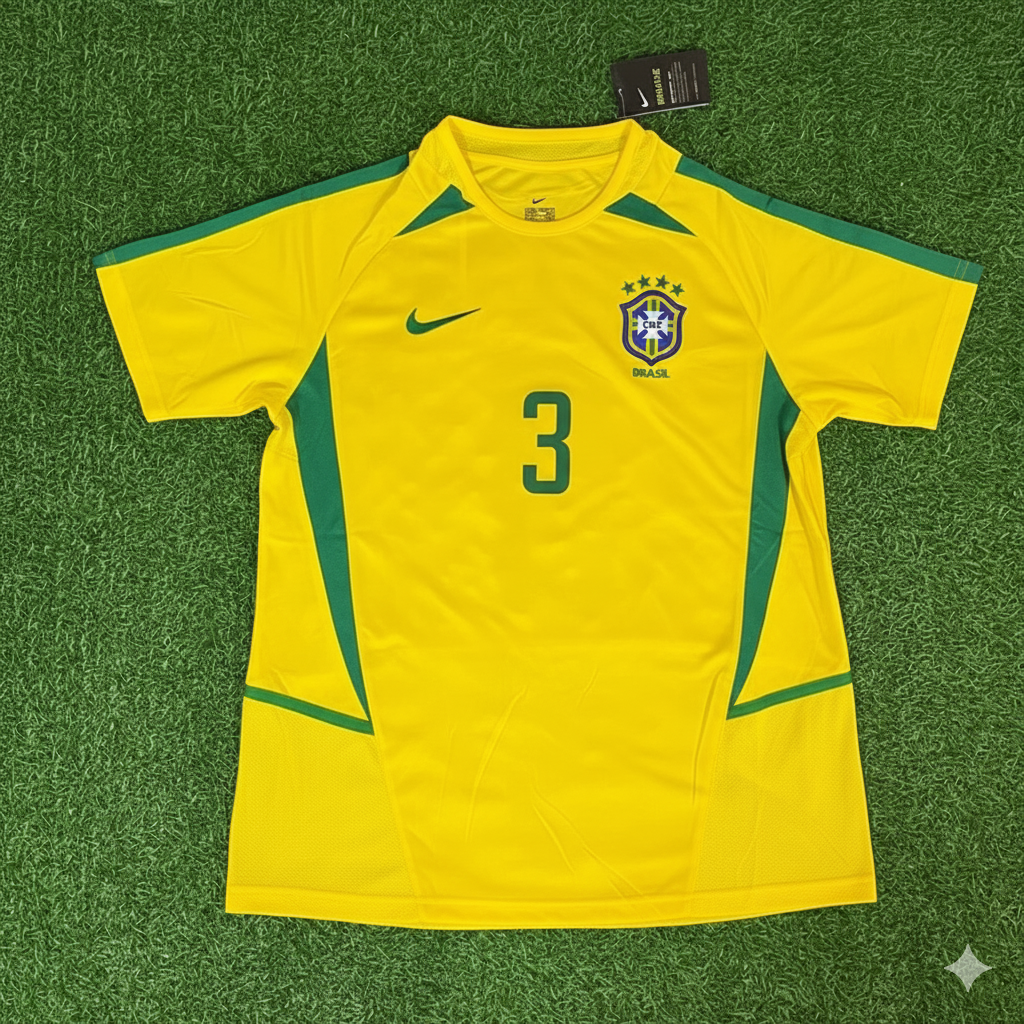 Lucio Brazil 2002 World Cup Yellow Retro Football Jersey