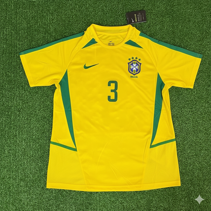 Lucio Brazil 2002 World Cup Yellow Retro Football Jersey