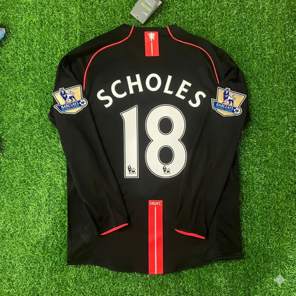 Paul Scholes 2007-2008 Manchester United Black Retro Jersey Trikot Camiseta Maillot