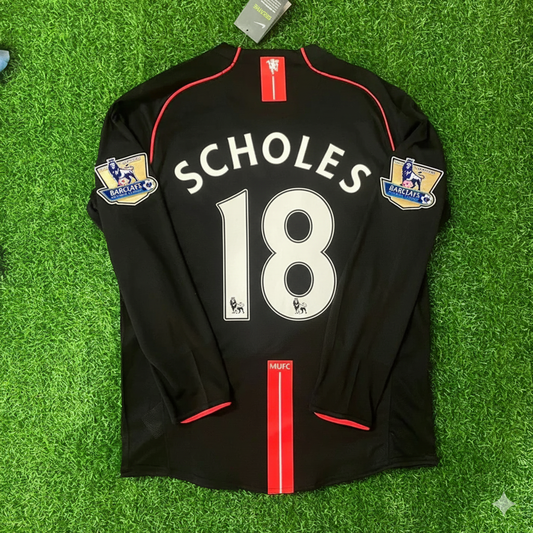 Paul Scholes 2007-2008 Manchester United Black Retro Jersey Trikot Camiseta Maillot