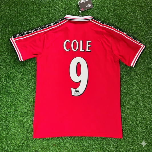 Andy Cole Manchester United 1999 Red Retro Jersey Maillot Trikot Maglia Soccer Shirt