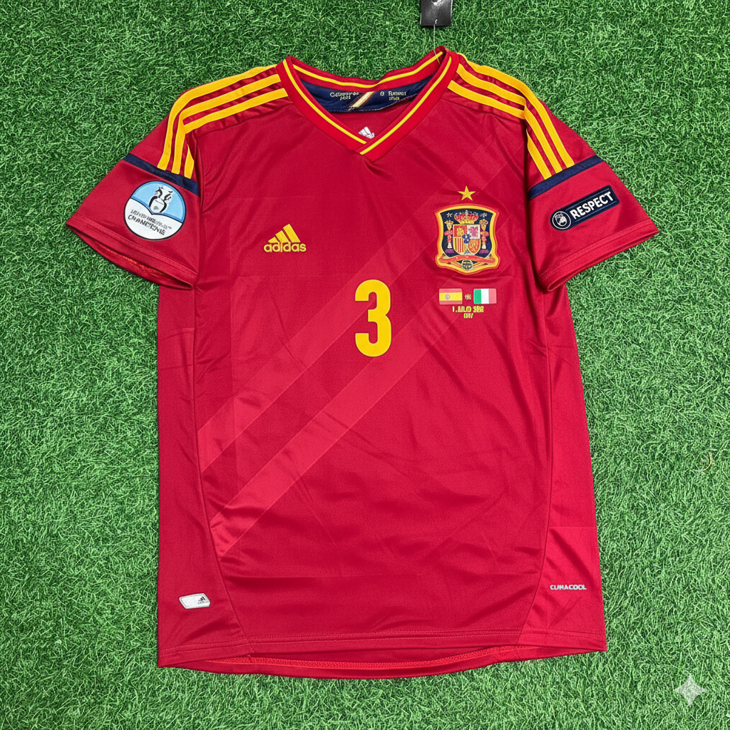 Gerard Pique Spain EURO 2012 Final Retro Football Jersey Kit