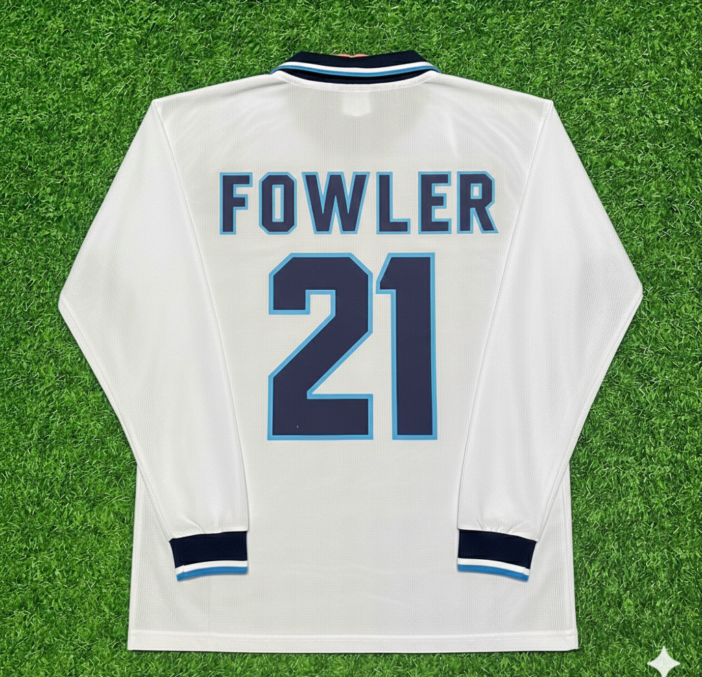 Robbie Fowler England 1996 Long Sleeve Retro Football Jersey