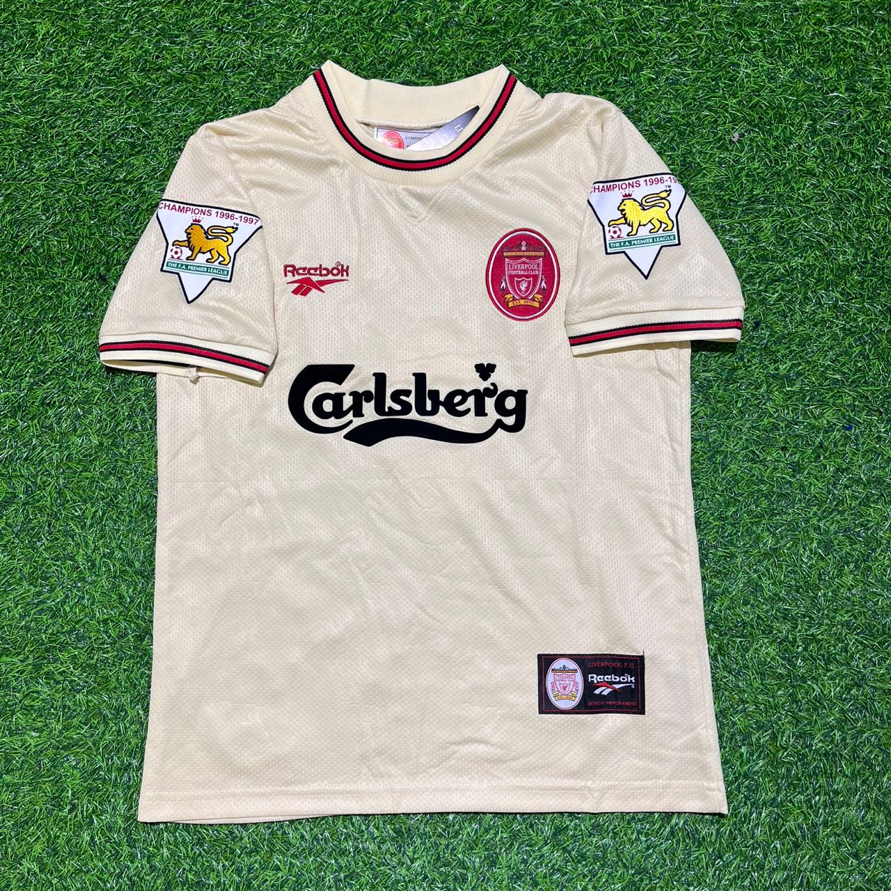 Robbie Fowler Liverpool 1996 1997 Retro Beige White Retro Jersey