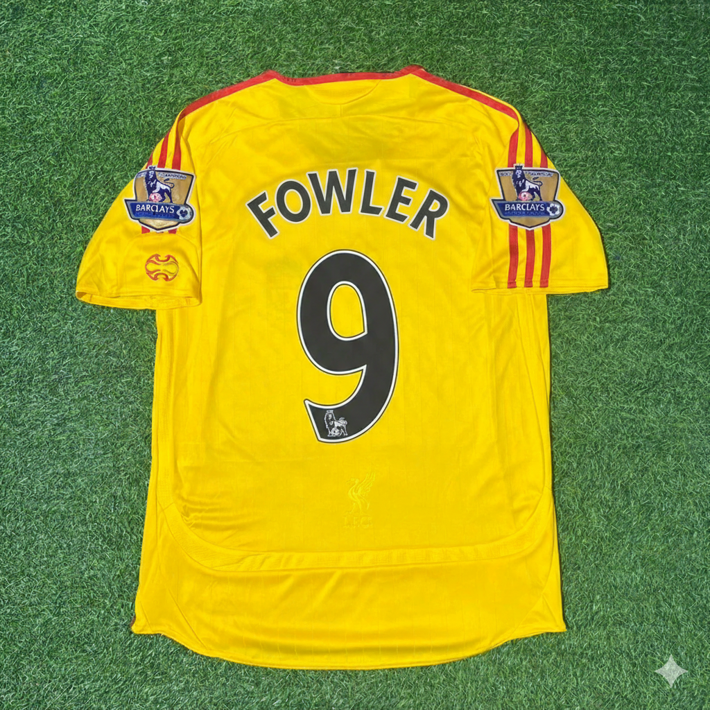 Robbie Fowler Liverpool 2006/2007 Yellow Retro Football Jersey Kit
