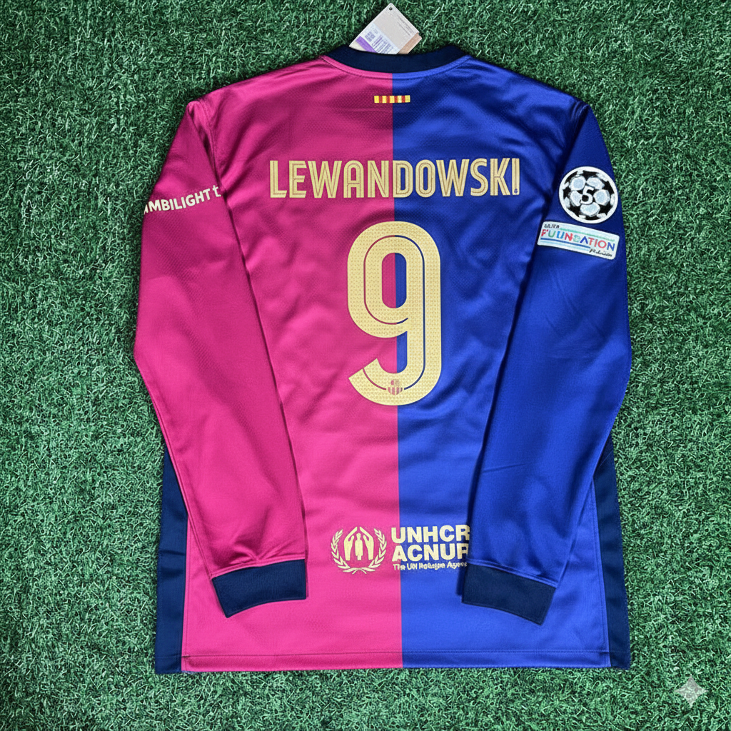 Robert Lewandowski 9- Barcelona 2025 Champions League Long Sleeve Jersey Soccer Shirt