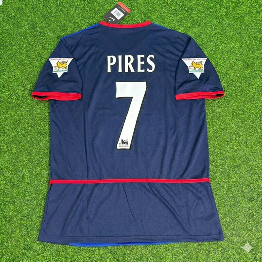 Robert Pirès 7- Arsenal 2002-2004 Black Blue o2 Retro Kit Jersey Trikot Maglia Camiseta Soccer Shirt