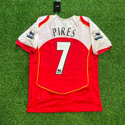 Robert Pires #7 - Arsenal 2004/2005 O2 Red Retro Kit Jersey Trikot Maillot Soccer Shirt