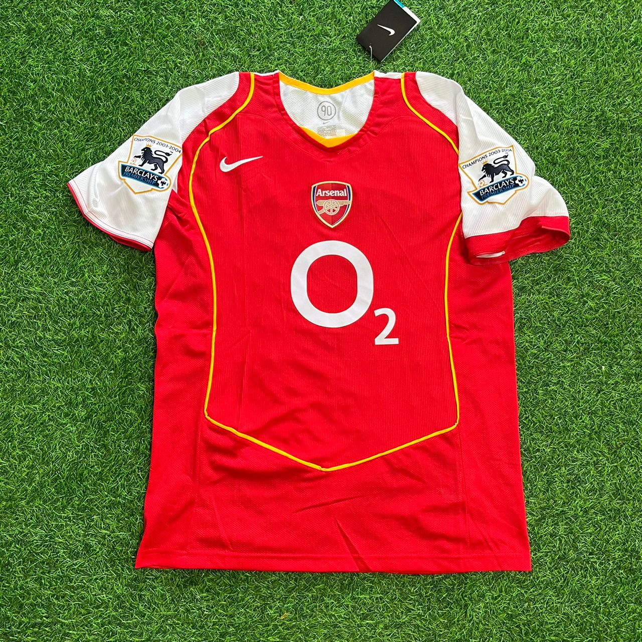 Robert Pires #7 - Arsenal 2004/2005 O2 Red Retro Kit Jersey Trikot Maillot Soccer Shirt